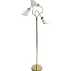 Clearance Pamono Triple Gooseneck Brass & Off White Fabric Floor Lamp, Sweden, 1950s
