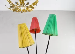 Sale Pamono Tripod Floor Lamp with Colored Shades by Mathieu Matégot, 1950s