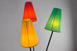 Sale Pamono Tripod Floor Lamp with Colored Shades by Mathieu Matégot, 1950s
