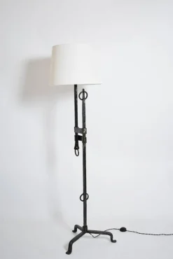 New Pamono Tripod Wrought Iron Floor Lamp, 1950s