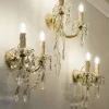 Pamono Triptych of Maria Theresa Style Crystal Wall Lamps, 1940s, Set of 3