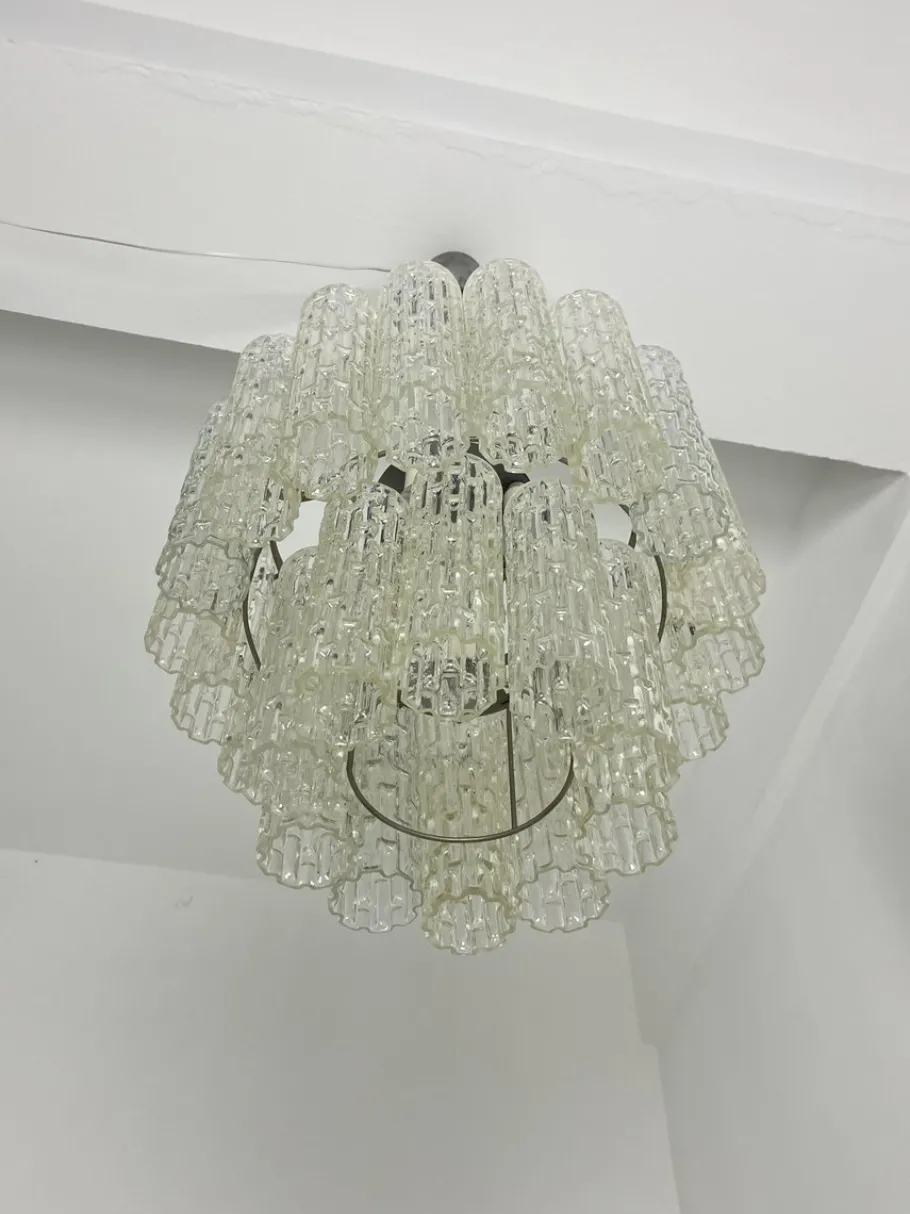 Discount Pamono Tronchi Murano Glass Chandelier, Italy, 1960s