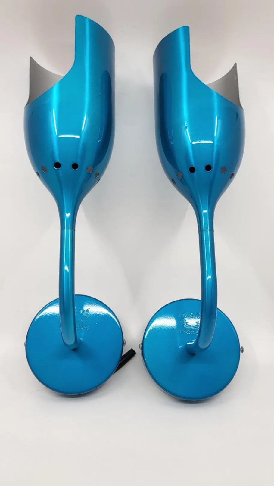 New Pamono Tsé Tsé Adjustable Wall Lights in French Blue Aluminum, Set of 2