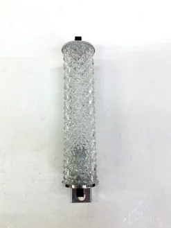 New Pamono Tubular Chiseled Glass and Chrome Plated Sconce, 1970s