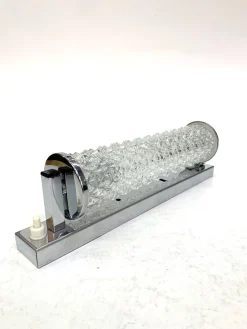 New Pamono Tubular Chiseled Glass and Chrome Plated Sconce, 1970s