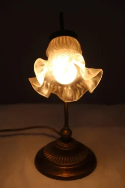 Pamono Tulip Glass Lampshade Accent Table Lamp, France, 1970s