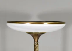 Best Pamono Turned Brass and Opaline Glass Floor Lamp from Relco Milano, Italy, 1970s