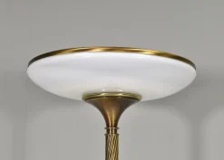 Best Pamono Turned Brass and Opaline Glass Floor Lamp from Relco Milano, Italy, 1970s