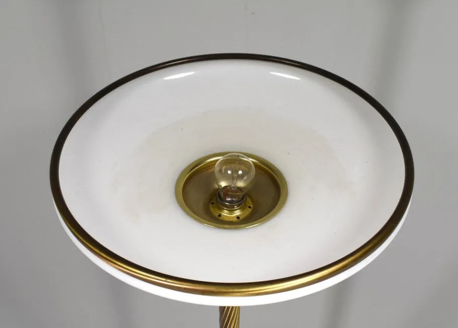 Best Pamono Turned Brass and Opaline Glass Floor Lamp from Relco Milano, Italy, 1970s