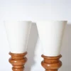 Outlet Pamono Turned Wood Lamps, 1970s, Set of 2