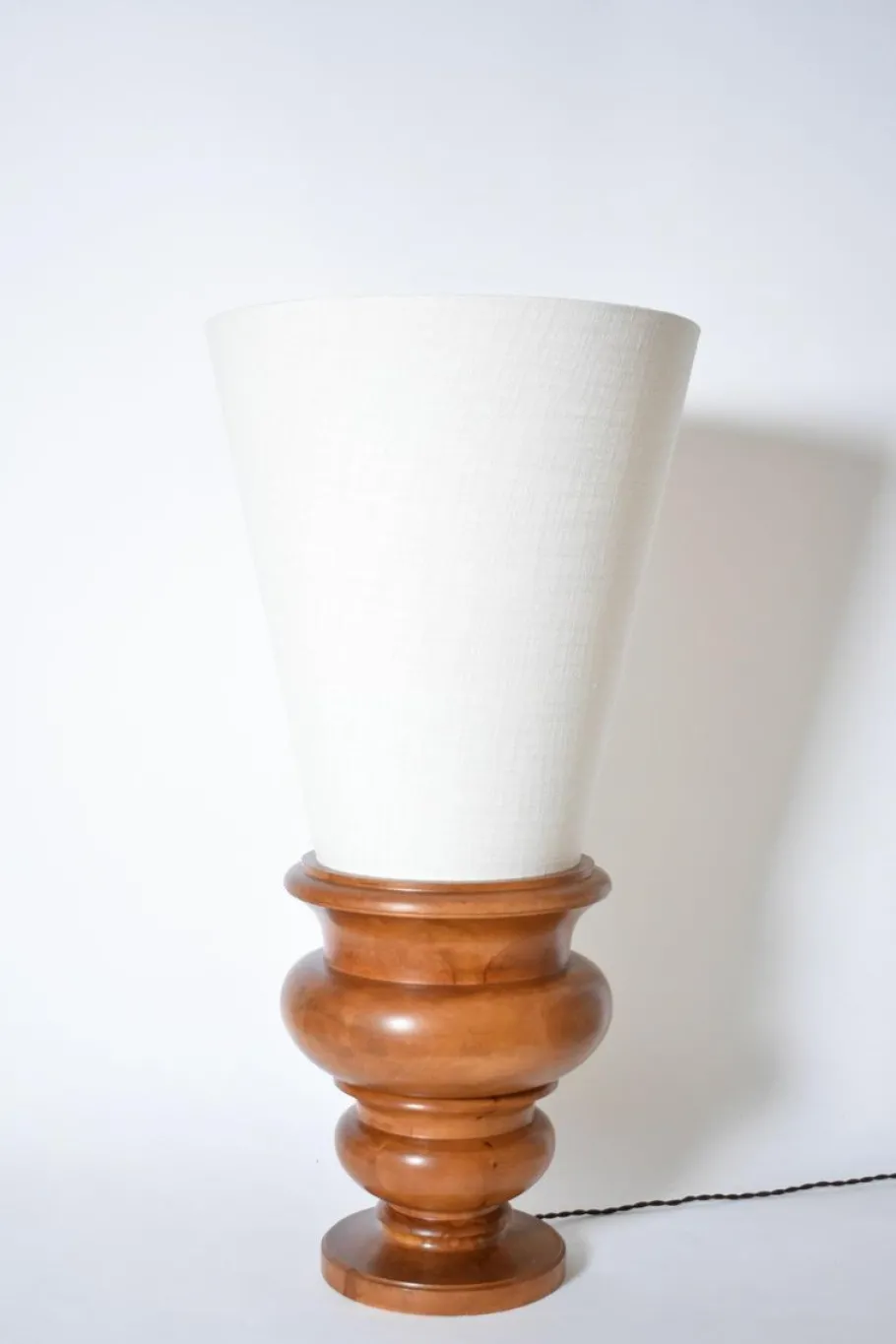 Outlet Pamono Turned Wood Lamps, 1970s, Set of 2