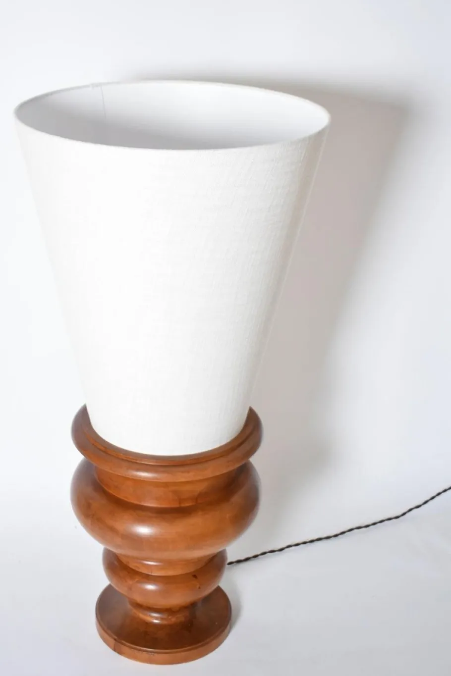 Outlet Pamono Turned Wood Lamps, 1970s, Set of 2