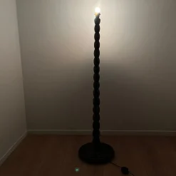 Clearance Pamono Turned Wooden Floor Lamp, 1980