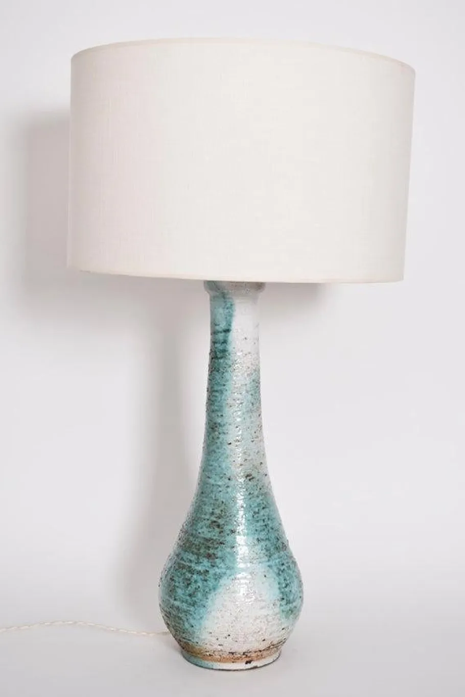 New Pamono Turquoise and White Lamp, France, 1960s