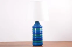 Best Pamono Turquoise Ceramic Table Lamp with Lamp Shade attributed to Aldo Londi for Bitossi, Italy, 1960s