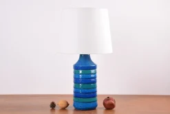 Best Pamono Turquoise Ceramic Table Lamp with Lamp Shade attributed to Aldo Londi for Bitossi, Italy, 1960s