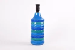 Best Pamono Turquoise Ceramic Table Lamp with Lamp Shade attributed to Aldo Londi for Bitossi, Italy, 1960s