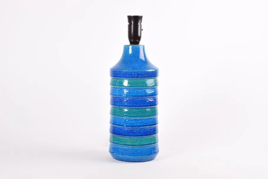 Best Pamono Turquoise Ceramic Table Lamp with Lamp Shade attributed to Aldo Londi for Bitossi, Italy, 1960s