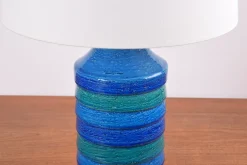 Best Pamono Turquoise Ceramic Table Lamp with Lamp Shade attributed to Aldo Londi for Bitossi, Italy, 1960s