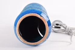 Best Pamono Turquoise Ceramic Table Lamp with Lamp Shade attributed to Aldo Londi for Bitossi, Italy, 1960s