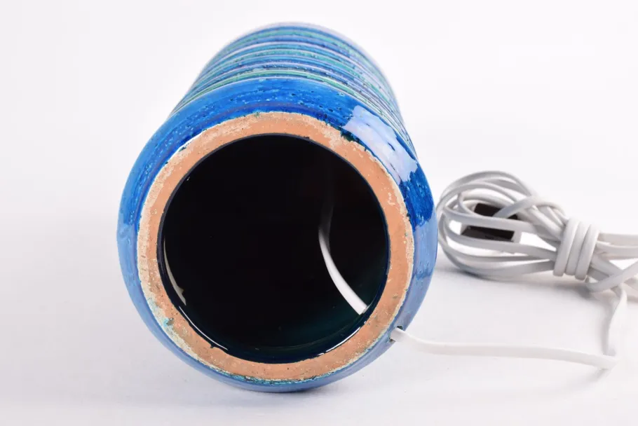 Best Pamono Turquoise Ceramic Table Lamp with Lamp Shade attributed to Aldo Londi for Bitossi, Italy, 1960s