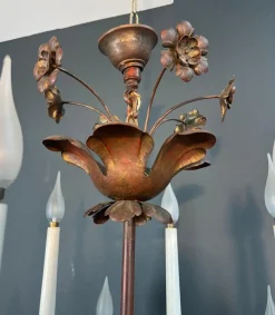 Discount Pamono Two-Tier Gilded Metal Chandelier with 12 Arms of Light in the style of Maison Baguès