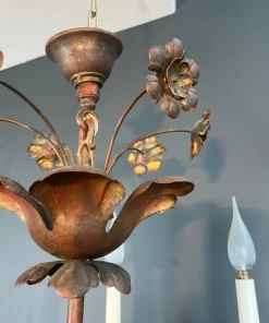 Discount Pamono Two-Tier Gilded Metal Chandelier with 12 Arms of Light in the style of Maison Baguès