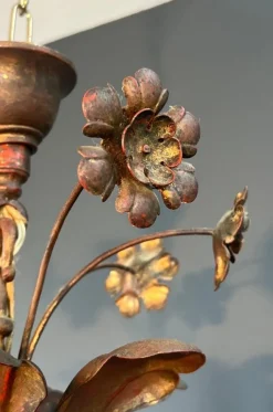 Discount Pamono Two-Tier Gilded Metal Chandelier with 12 Arms of Light in the style of Maison Baguès