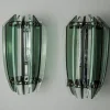 Pamono Two-Tone Sconces in Green Murano Glass from Veca, Italy, 1970s, Set of 2