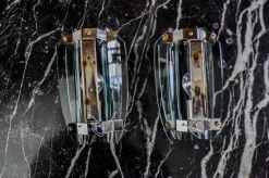 Pamono Two-Tone Sconces in Green Murano Glass from Veca, Italy, 1970s, Set of 2