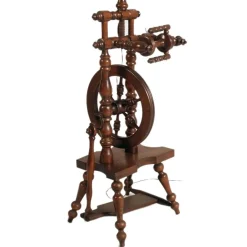 Outlet Pamono Tyrolean Wooden Spinning Wheel Floor Lamp, 1800s