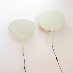 Pamono Uchiwa III Wall Lamps by Ingo Maurer for M Design, 1970s, Set of 2