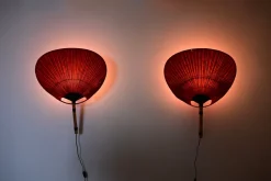 Clearance Pamono Uchiwa Wall Lamps attributed to Ingo Maurer for M Design, 1970s, Set of 2