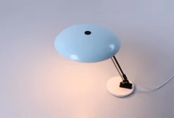 New Pamono Ufo Shaped Baby Blue Table Lamp in Metal by Nedalo, 1950s