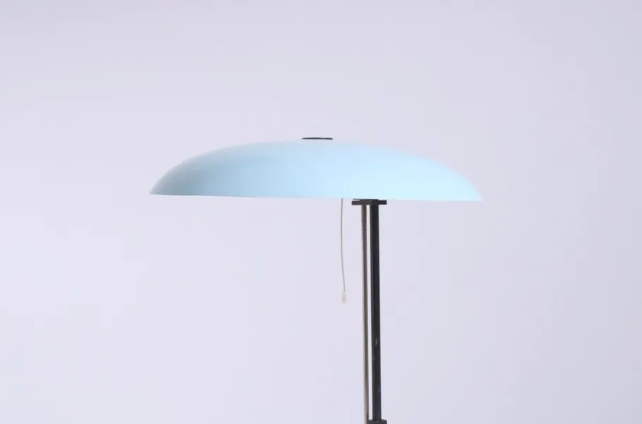 New Pamono Ufo Shaped Baby Blue Table Lamp in Metal by Nedalo, 1950s