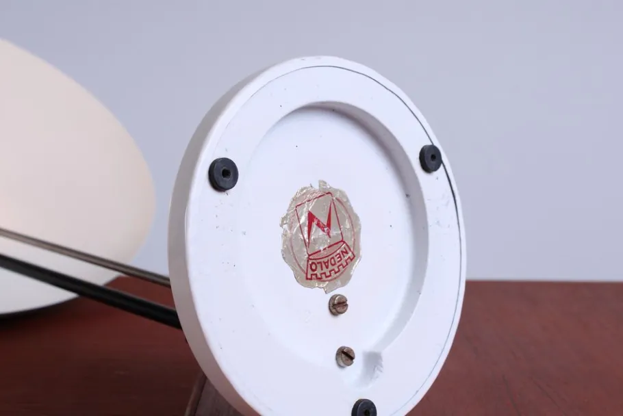 New Pamono Ufo Shaped Baby Blue Table Lamp in Metal by Nedalo, 1950s