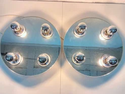Hot Pamono UFO Wall Lamps with Mirror Glass by Fischer Leuchten, 1970s, Set of 2
