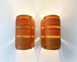 New Pamono V-155 Wall Lamps in Pine by Hans-Agne Jakobsson for AB Markaryd, 1960s, Set of 2
