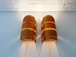New Pamono V-155 Wall Lamps in Pine by Hans-Agne Jakobsson for AB Markaryd, 1960s, Set of 2