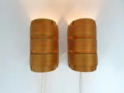 New Pamono V-155 Wall Lamps in Pine by Hans-Agne Jakobsson for AB Markaryd, 1960s, Set of 2