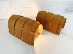 New Pamono V-155 Wall Lamps in Pine by Hans-Agne Jakobsson for AB Markaryd, 1960s, Set of 2