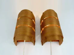 New Pamono V-155 Wall Lamps in Pine by Hans-Agne Jakobsson for AB Markaryd, 1960s, Set of 2