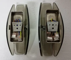 Discount Pamono Veca Wall Lamps in Smoked Murano Glass from Fontana Arte, 1960s, Set of 2