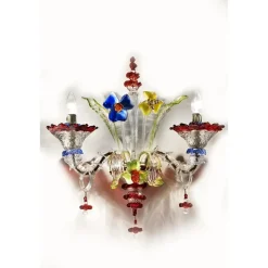 New Pamono Venetian Floreal Multicolor Cà Rezzonico Murano Glass Wall Sconce by Simoeng
