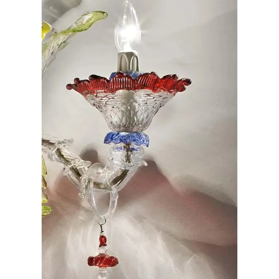 New Pamono Venetian Floreal Multicolor Cà Rezzonico Murano Glass Wall Sconce by Simoeng