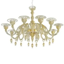 Clearance Pamono Venetian Gold Chandelier with Big Leaves by Simoeng
