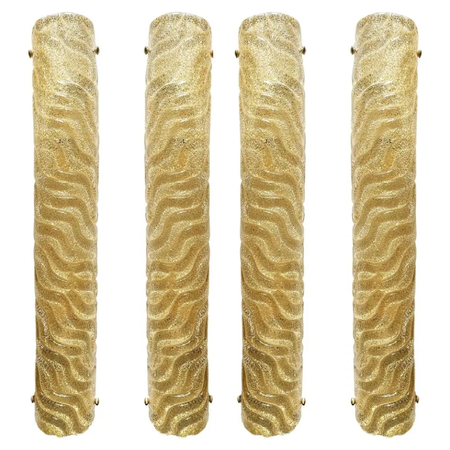 Sale Pamono Venetian Gold Graniglia Murano Glass Wall Sconce by Simoeng, Set of 4
