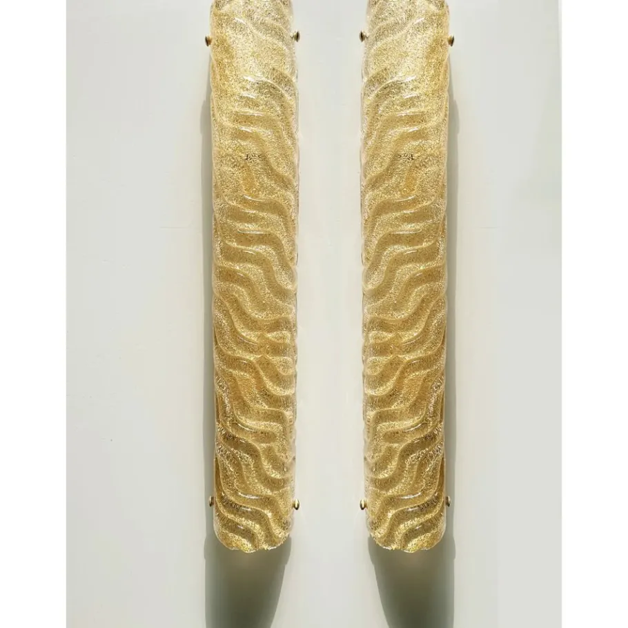 New Pamono Venetian Gold Graniglia Murano Glass Wall Sconce by Simoeng, Set of 2