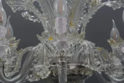 Sale Pamono Venetian Murano Glass and Gold Dust Floral Chandelier, Italy, 1950s