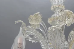 Sale Pamono Venetian Murano Glass and Gold Dust Floral Chandelier, Italy, 1950s